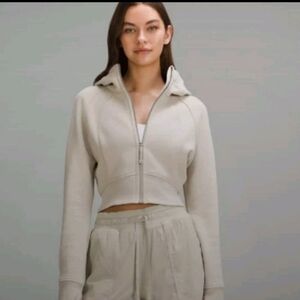 Lululemon Athletica Scuba Full-Zip Cropped Hoodie - Bone